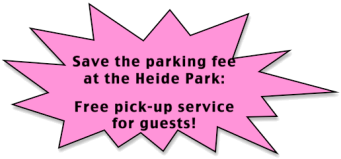 Save the parking fee at the Heidepark: Free pick-up service for guests.